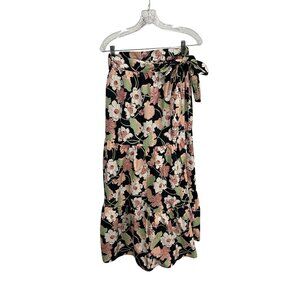 Who What Wear Multicolor Floral Waist Tie Maxi Skirt Size Medium Boho Trendy